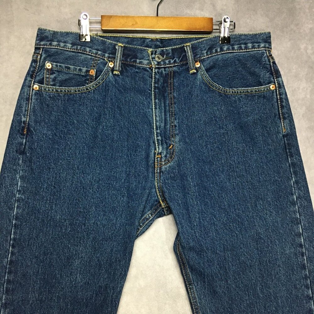 Levis Mens 505 Regular‎ Fit Blue Jeans size 38x28 Cotton Denim Pants Zipper Fly - Picture 2 of 16